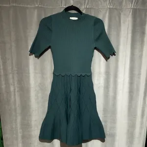 Sandro Paris Mock Neck Short Sleeve Fit and Flare Knit Dress