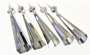 Satin Grey 76mm Drop Chandelier Crystal Ornament, Asfour Lead Crystal Prism #505, Pack of 5