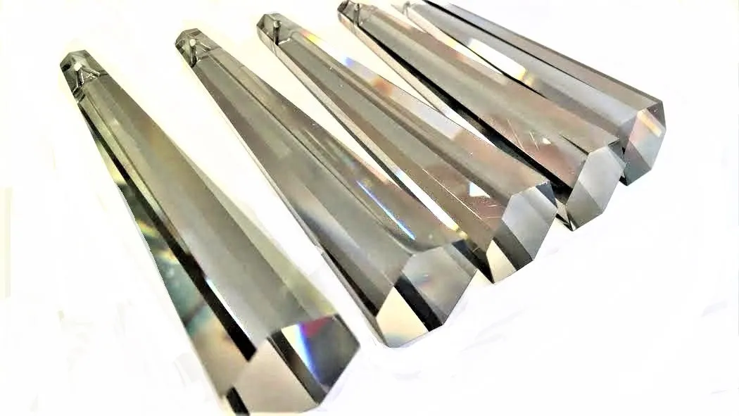 Satin Grey 76mm Drop Chandelier Crystals, Lead Crystal Prism #505, Pack of 5