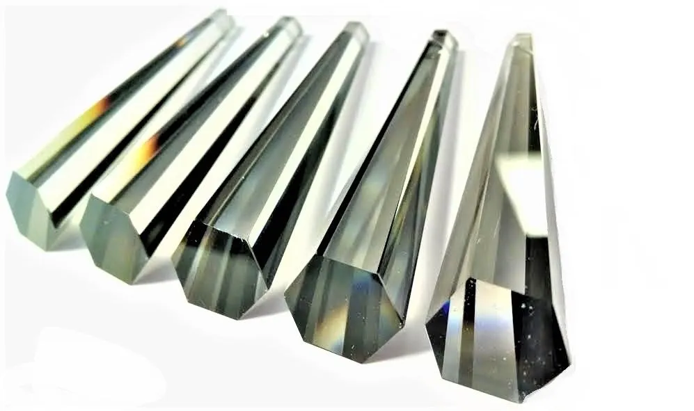 Satin Grey 76mm Drop Chandelier Crystals, Lead Crystal Prism #505, Pack of 5