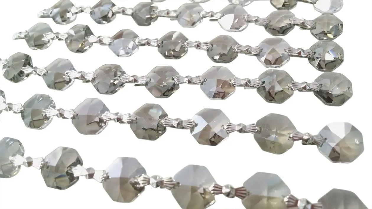 Satin Grey Chandelier Crystal Garland Yard, Asfour Lead Crystal