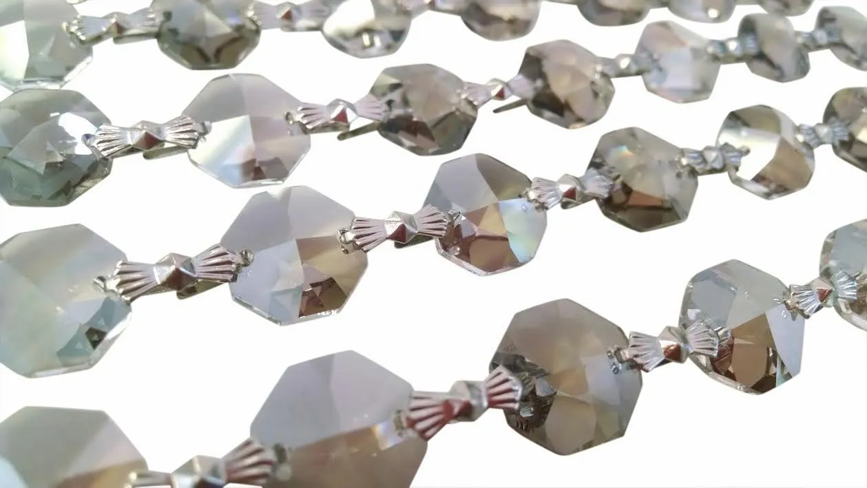 Satin Grey Chandelier Crystal Garland Yard, Asfour Lead Crystal