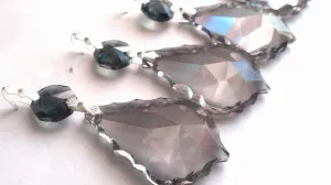 Satin Grey French Cut Chandelier Crystals, Asfour Lead Crystal Pack of 5