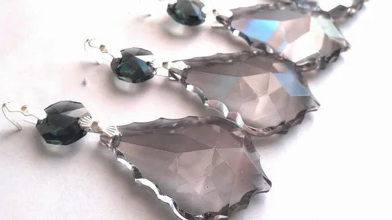 Satin Grey French Cut Chandelier Crystals, Asfour Lead Crystal Pack of 5
