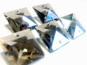 Satin Grey Square 22mm Chandelier Crystals Glass Beads Pack of 6