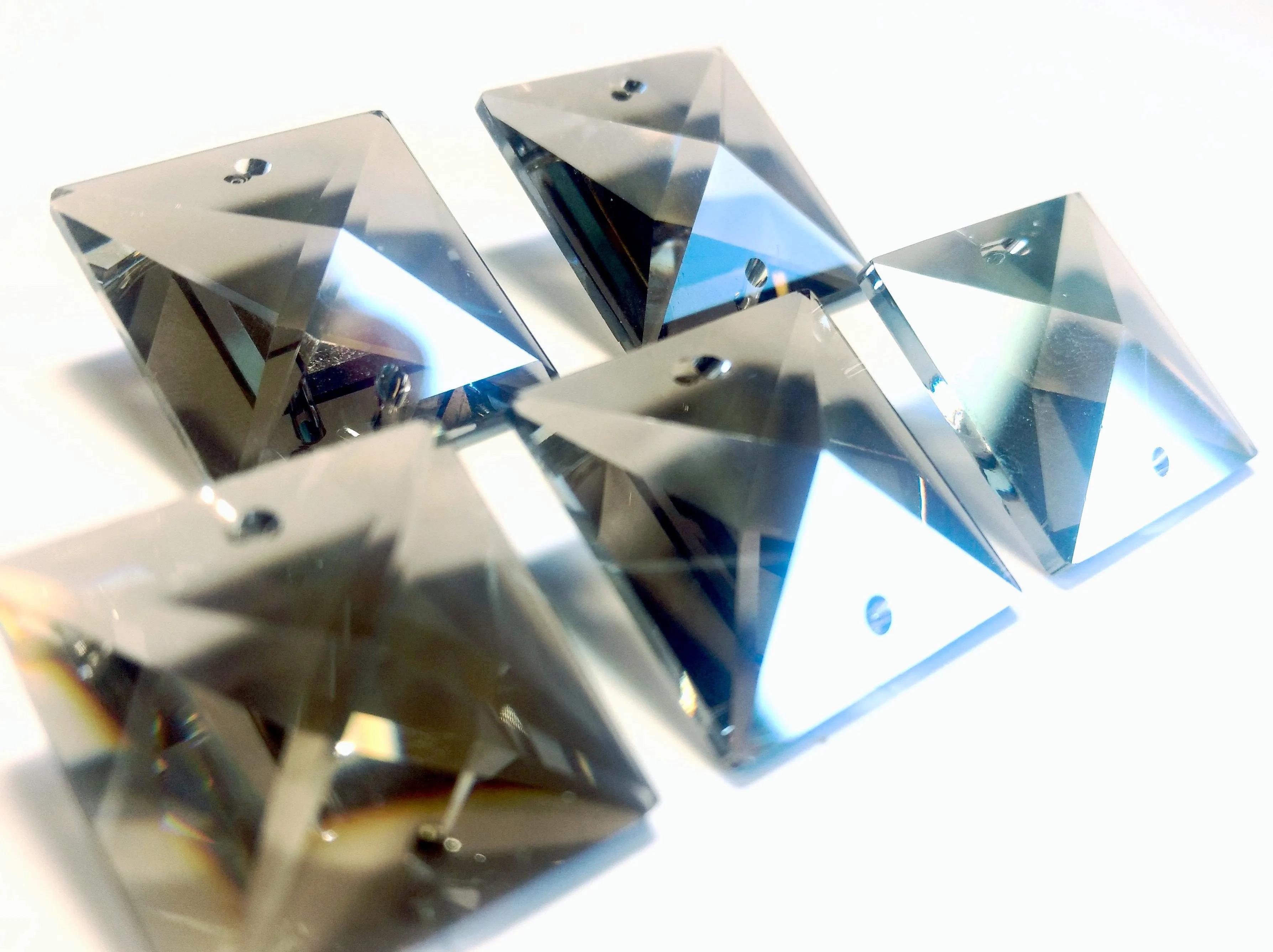 Satin Grey Square 22mm Chandelier Crystals Glass Beads Pack of 6