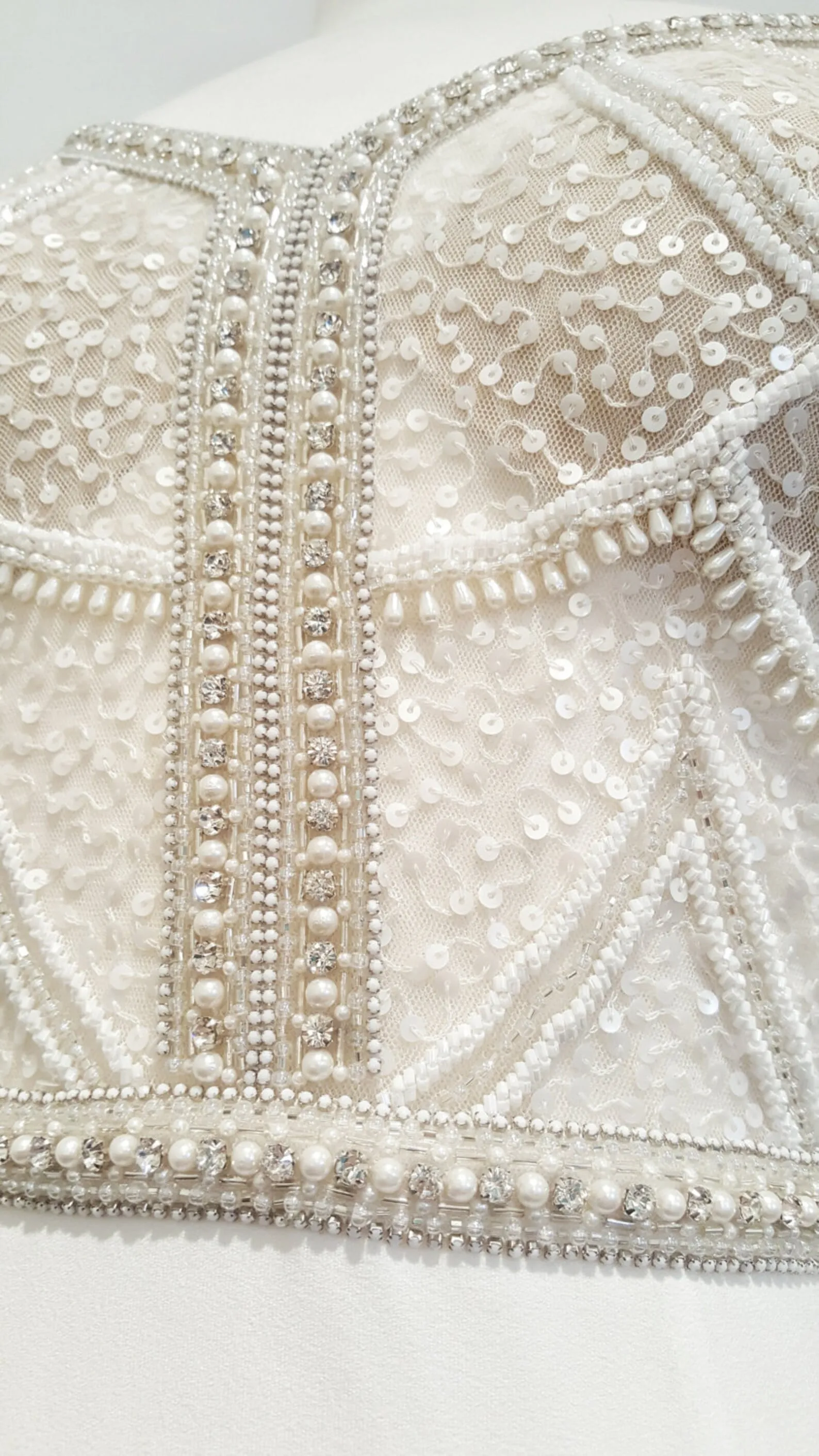Scoop Back Mix Beading on Sequin Lace Fit & Flare Wedding Dress Paris