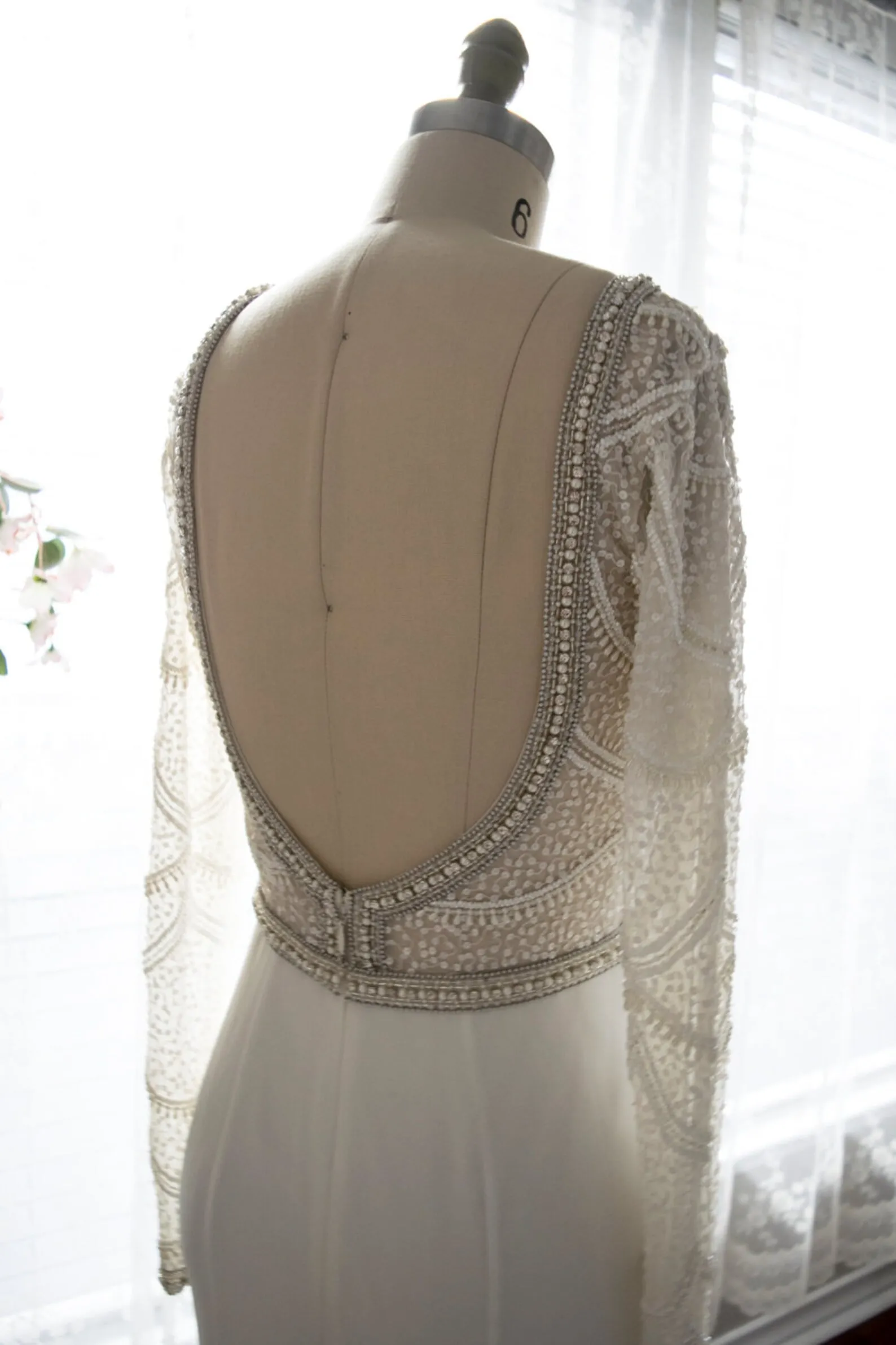 Scoop Back Mix Beading on Sequin Lace Fit & Flare Wedding Dress Paris
