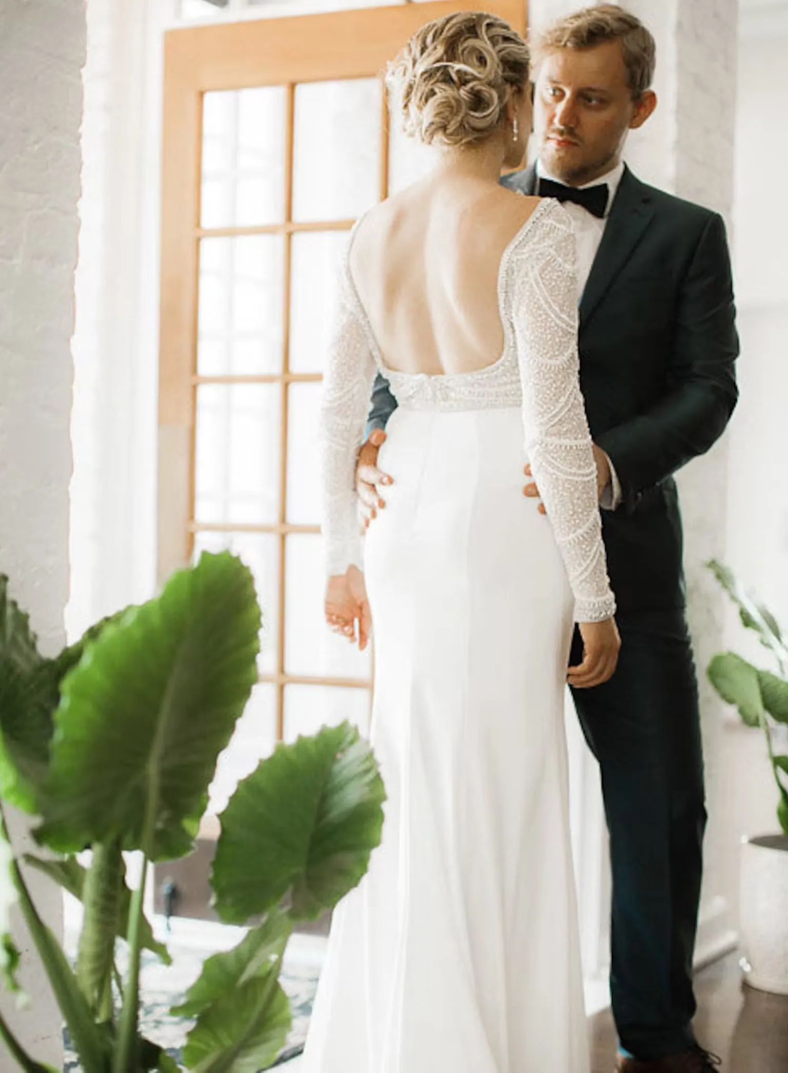 Scoop Back Mix Beading on Sequin Lace Fit & Flare Wedding Dress Paris