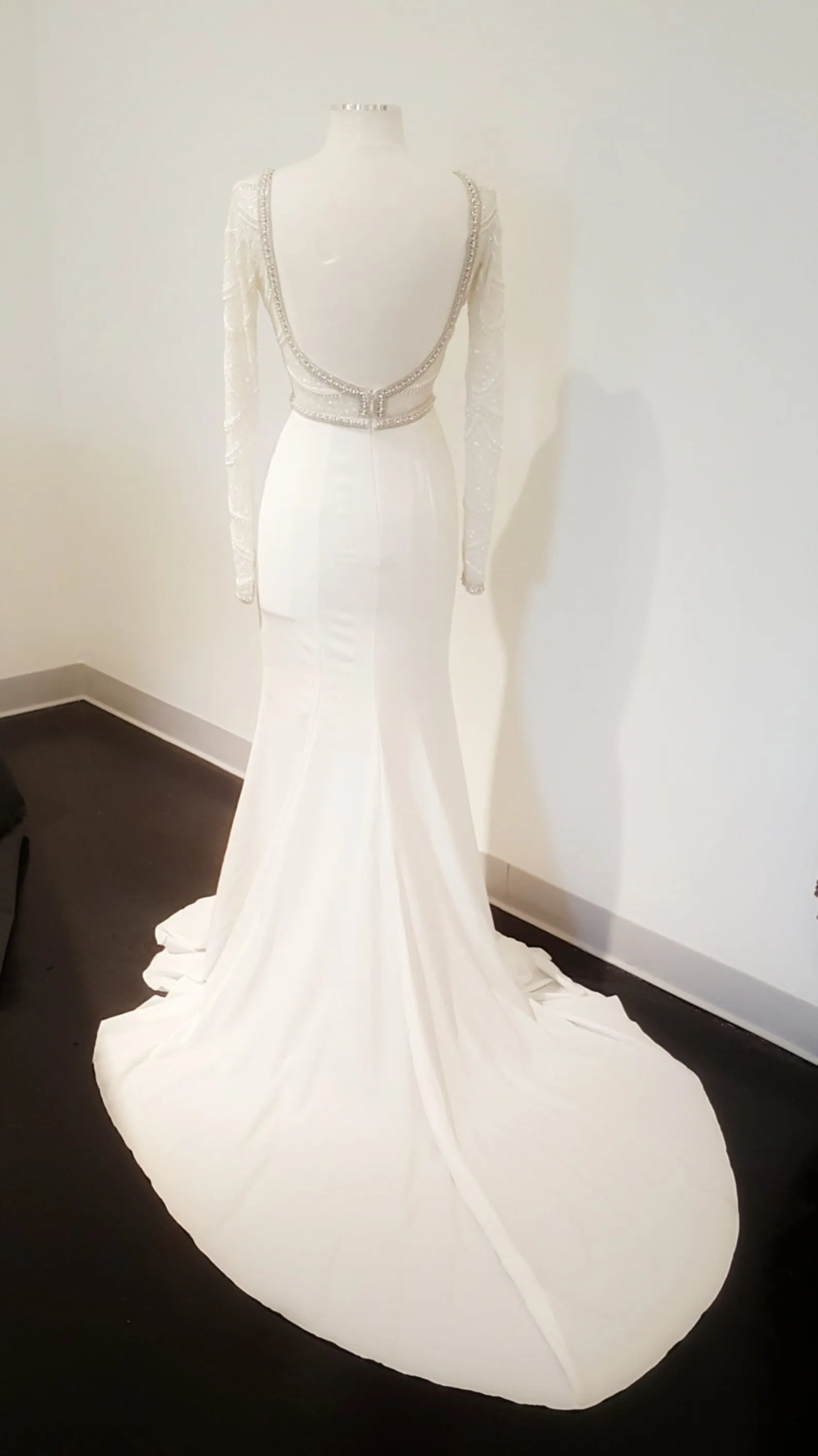 Scoop Back Mix Beading on Sequin Lace Fit & Flare Wedding Dress Paris