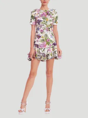 Short Sleeve Flounce Hem Mini Dress
