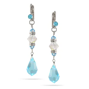 SILVER BLUE CRYSTAL DROP EARRINGS #FW-E40725SCLB (XB2)