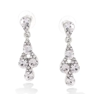 SILVER CRYSTAL DROP  EARRINGS #ADX6810009 (SHBA2)(SHBA3)
