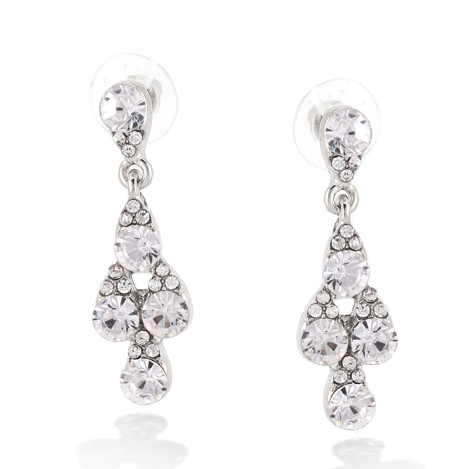 SILVER CRYSTAL DROP  EARRINGS #ADX6810009 (SHBA2)(SHBA3)