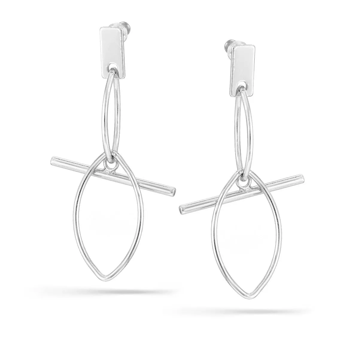 SILVER DOUBLE MARQUISE DROP STUD EARRINGS #HNE88751SIL