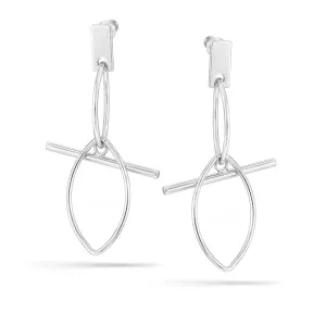 SILVER DOUBLE MARQUISE DROP STUD EARRINGS #HNE88751SIL
