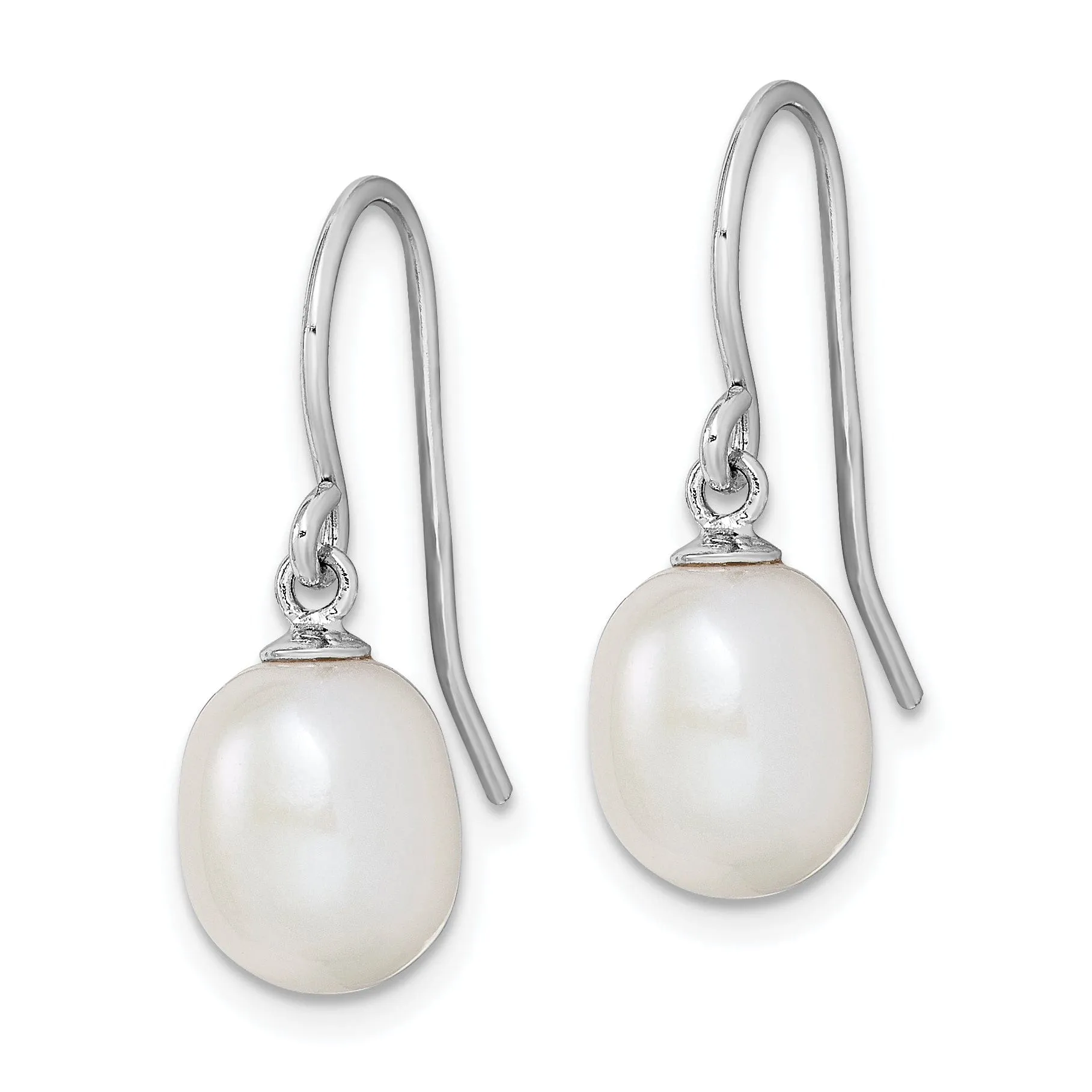 Silver Fresh Water Pearl Dangle Hook Earrings