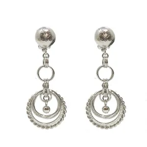 Silver Link Chandelier Clip Earrings