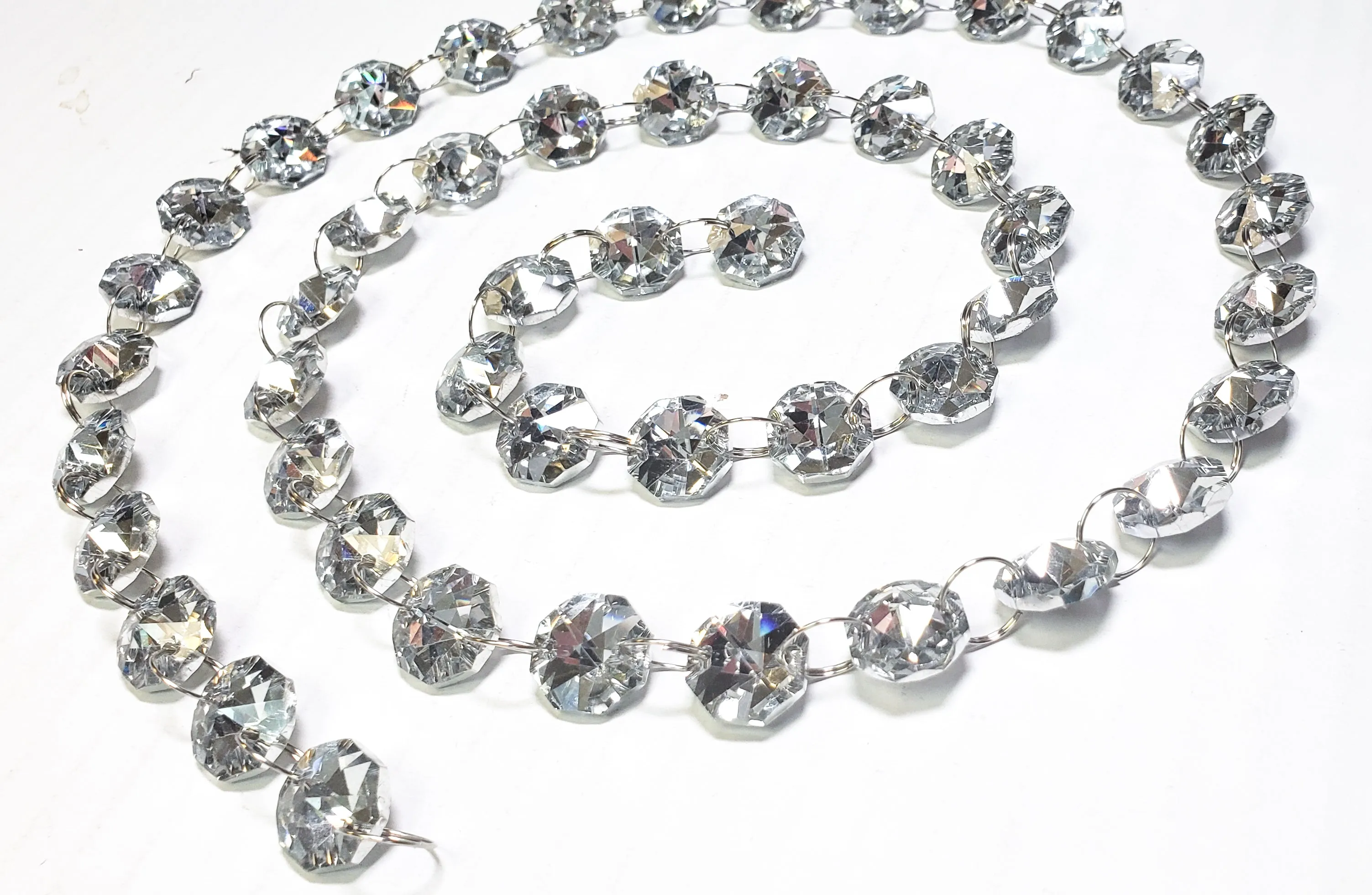 Silver Meter Chandelier Crystals Garland - Silver Ring Connectors