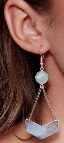 Silver Mint Geometric Earring