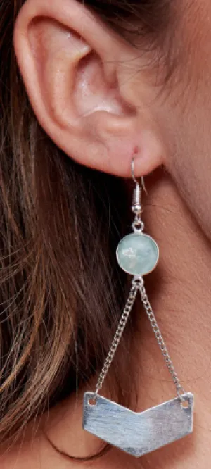 Silver Mint Geometric Earring