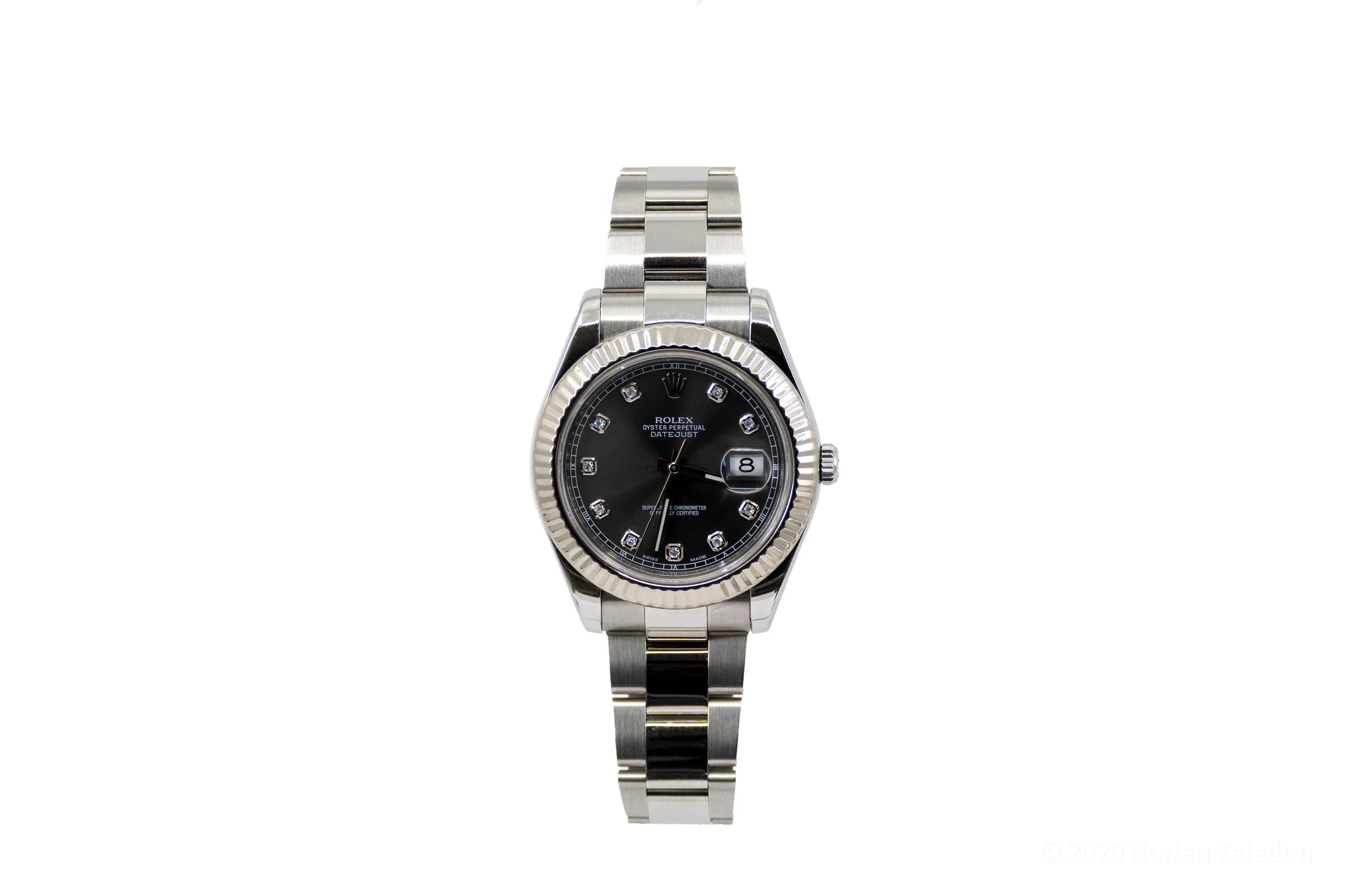 Silver Rolex Oyster Perpetual DD Rolex 41mm Black Dial