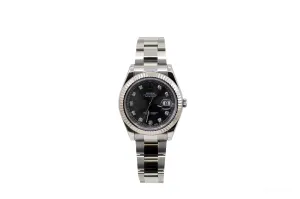 Silver Rolex Oyster Perpetual DD Rolex 41mm Black Dial