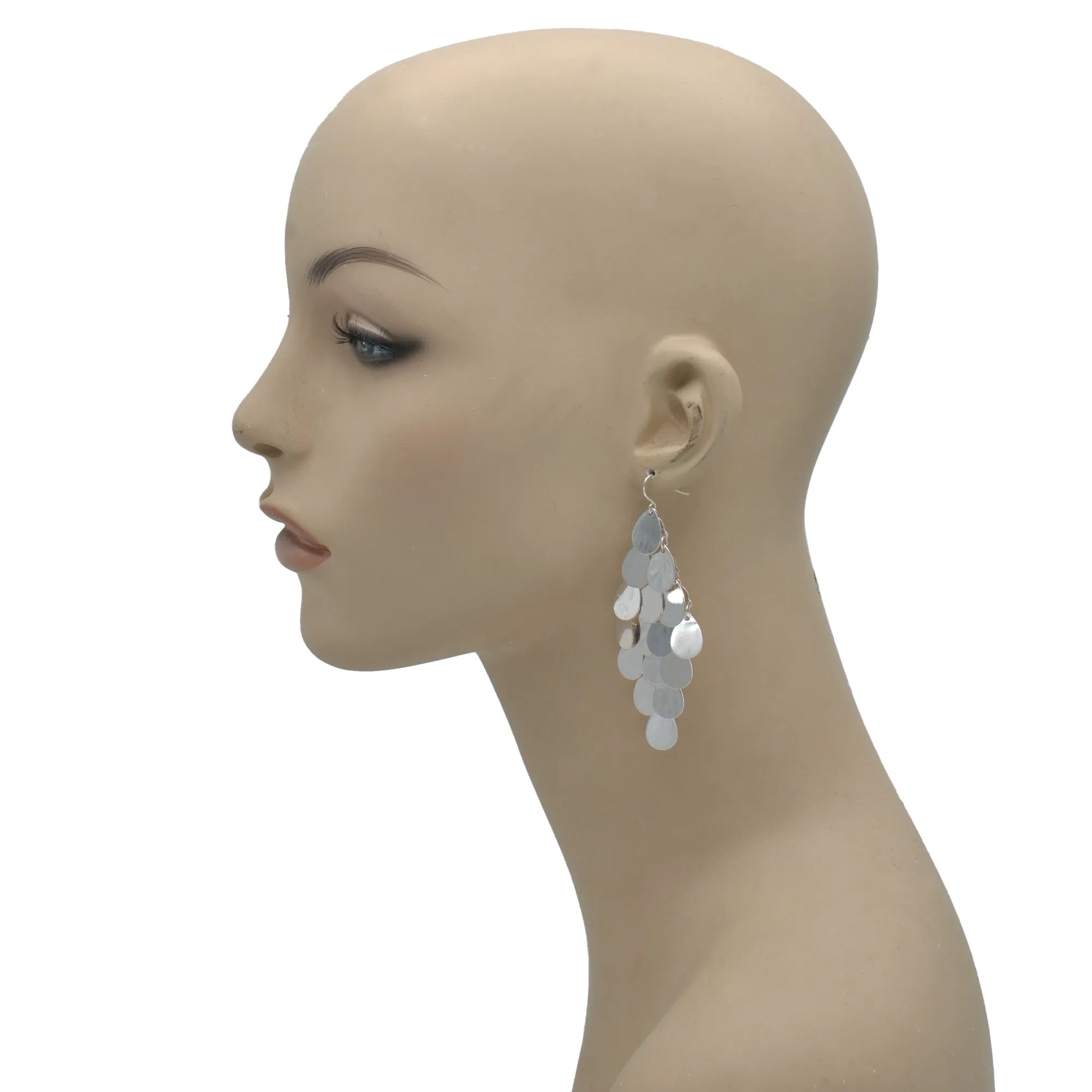 SILVER TEARDROP CHANDELIER EARRINGS# SQ6378S