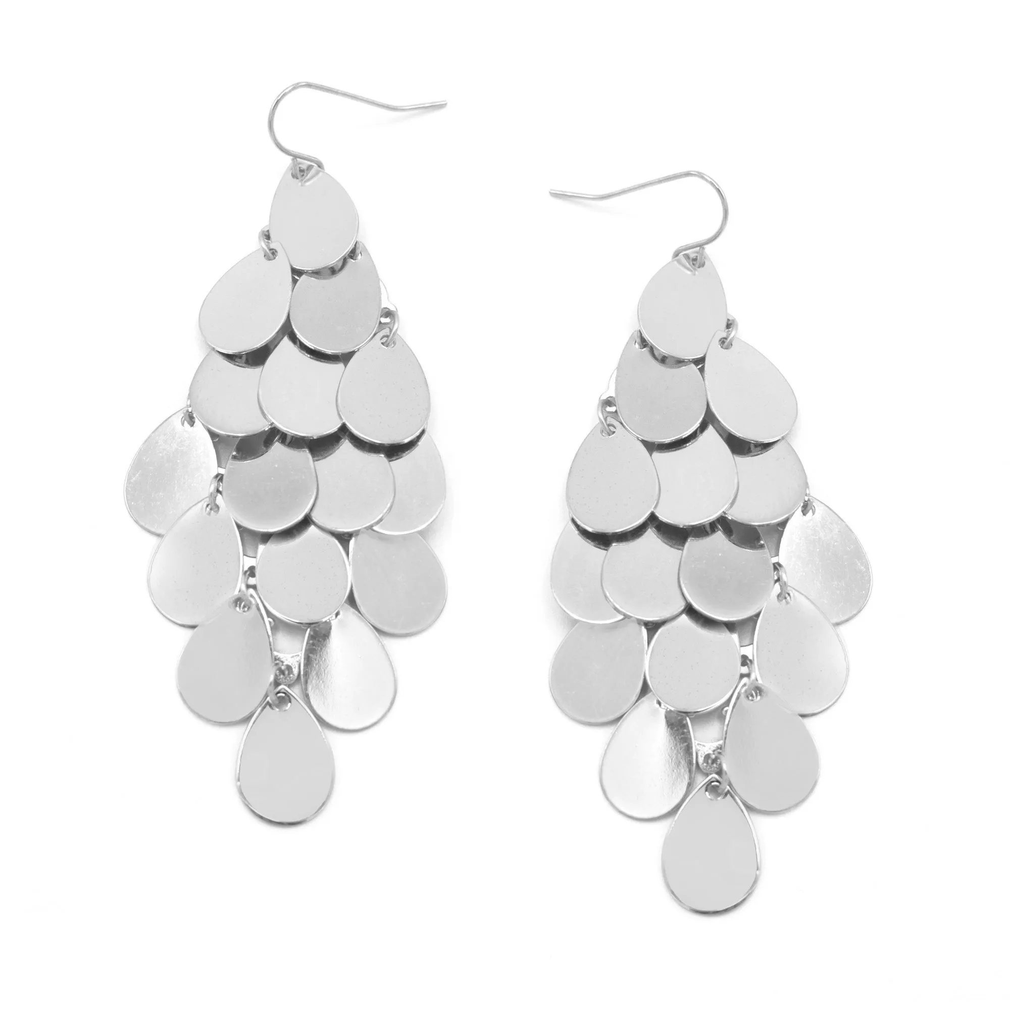 SILVER TEARDROP CHANDELIER EARRINGS# SQ6378S
