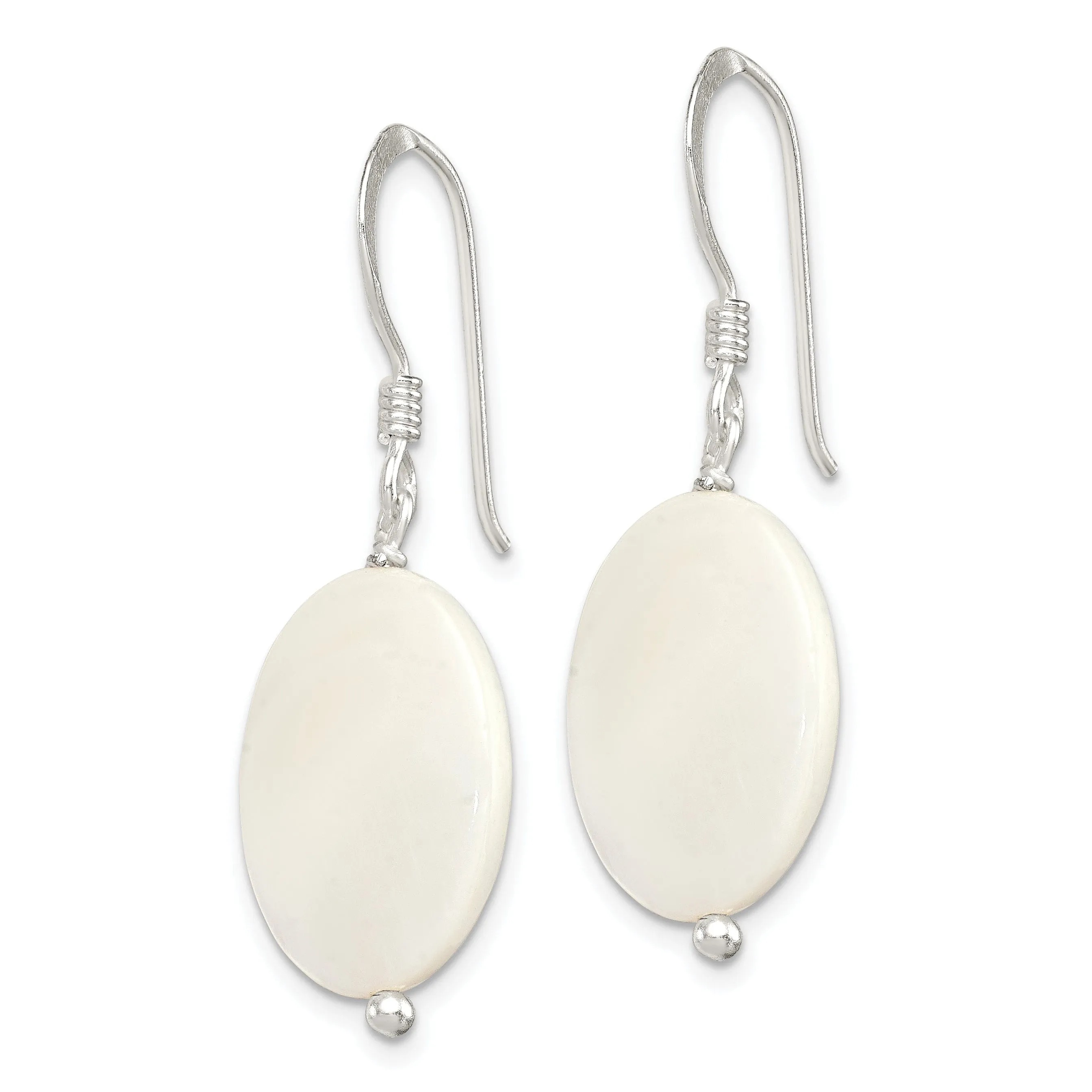 Silver White Mother of Pearl Dangle Earrings