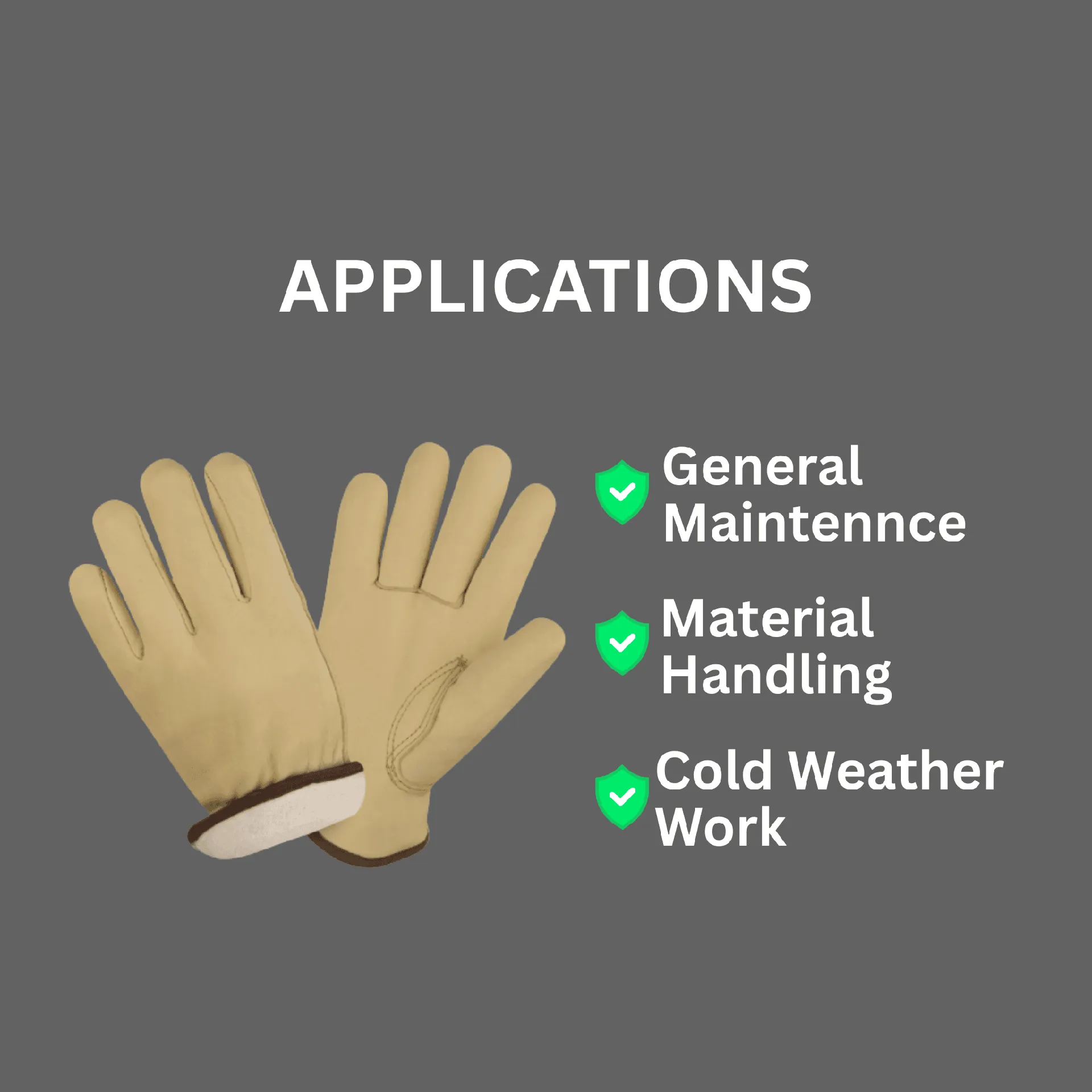 Single Pair - Fleece Lined Standard Cowhide Driver Glove
