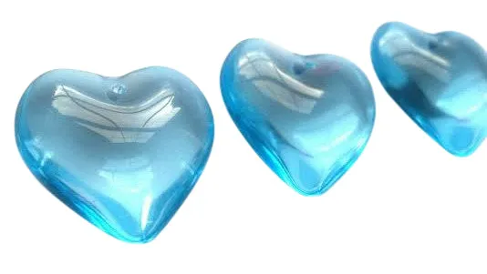 Sky Blue Smooth Heart 25mm Chandelier Crystals Pack of 5