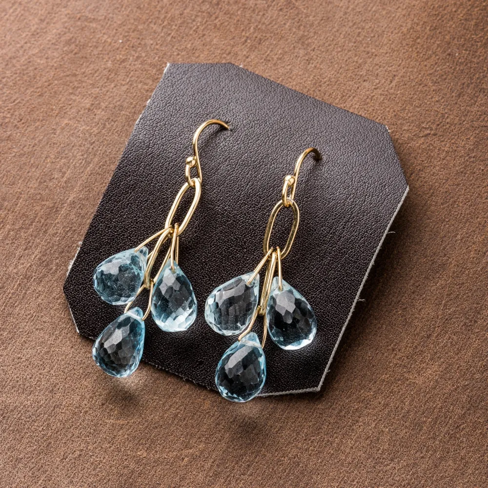 Sky Blue Topaz Chandelier Trio Drop Earrings