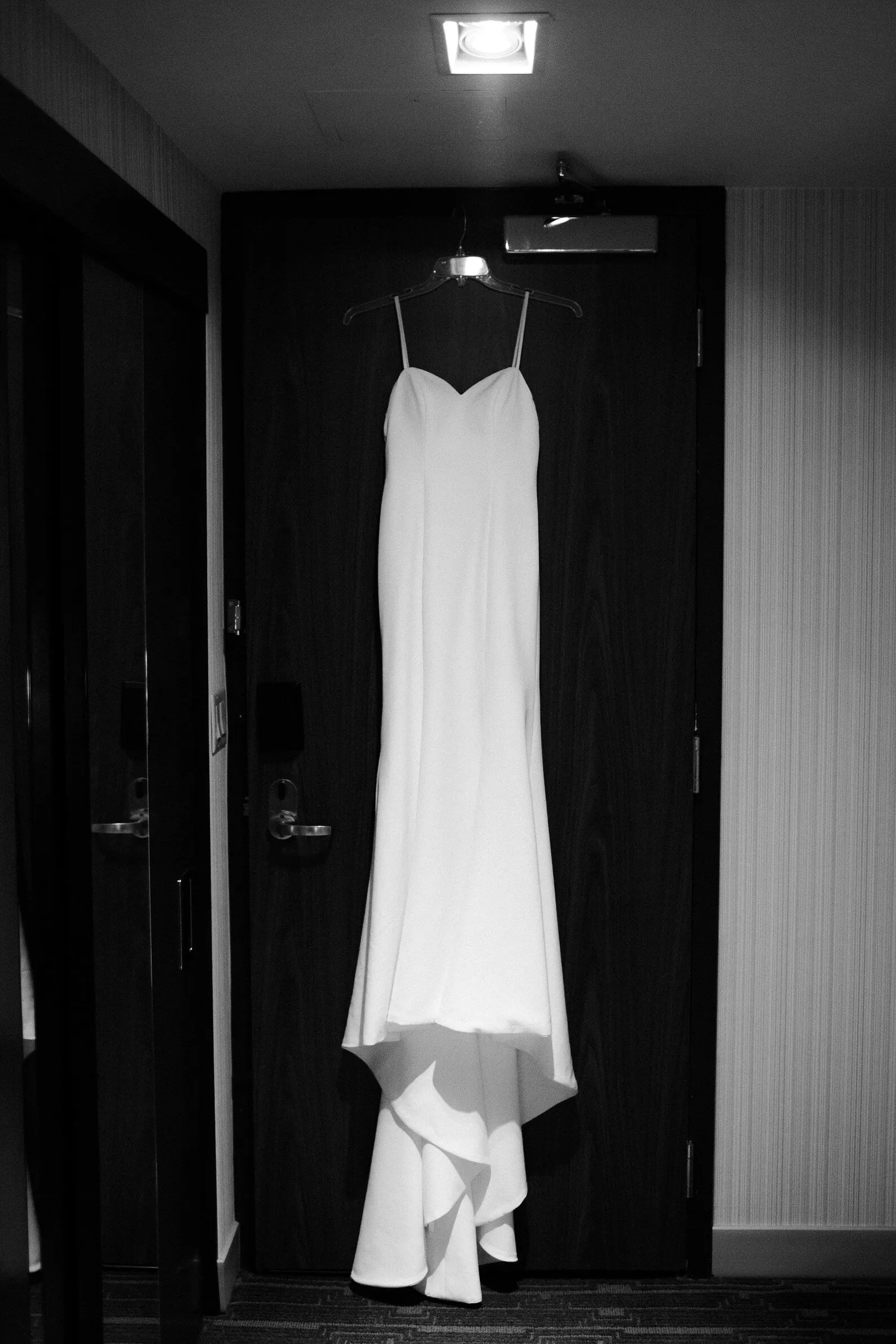 Sleek Crepe Fit & Flare Wedding Dress Andi with Lace Over-shirt