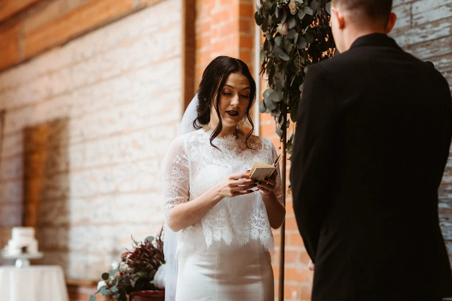 Sleek Crepe Fit & Flare Wedding Dress Andi with Lace Over-shirt