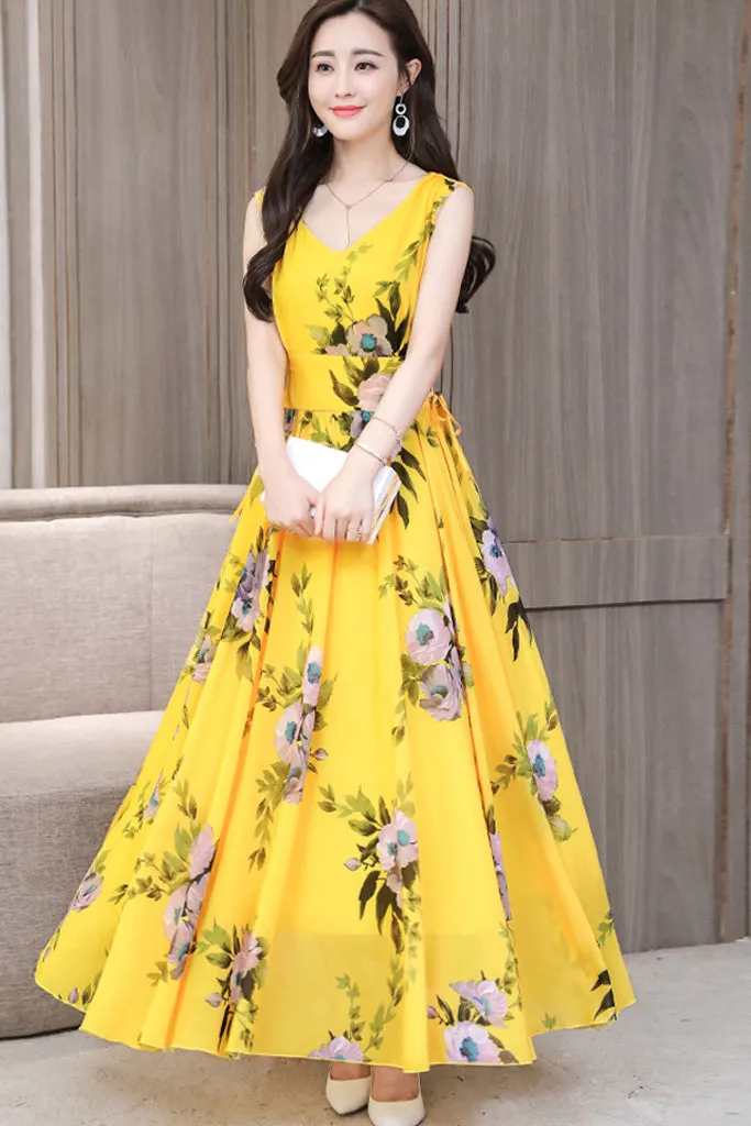 Sleeveless V-neck Fit&Flare Dress