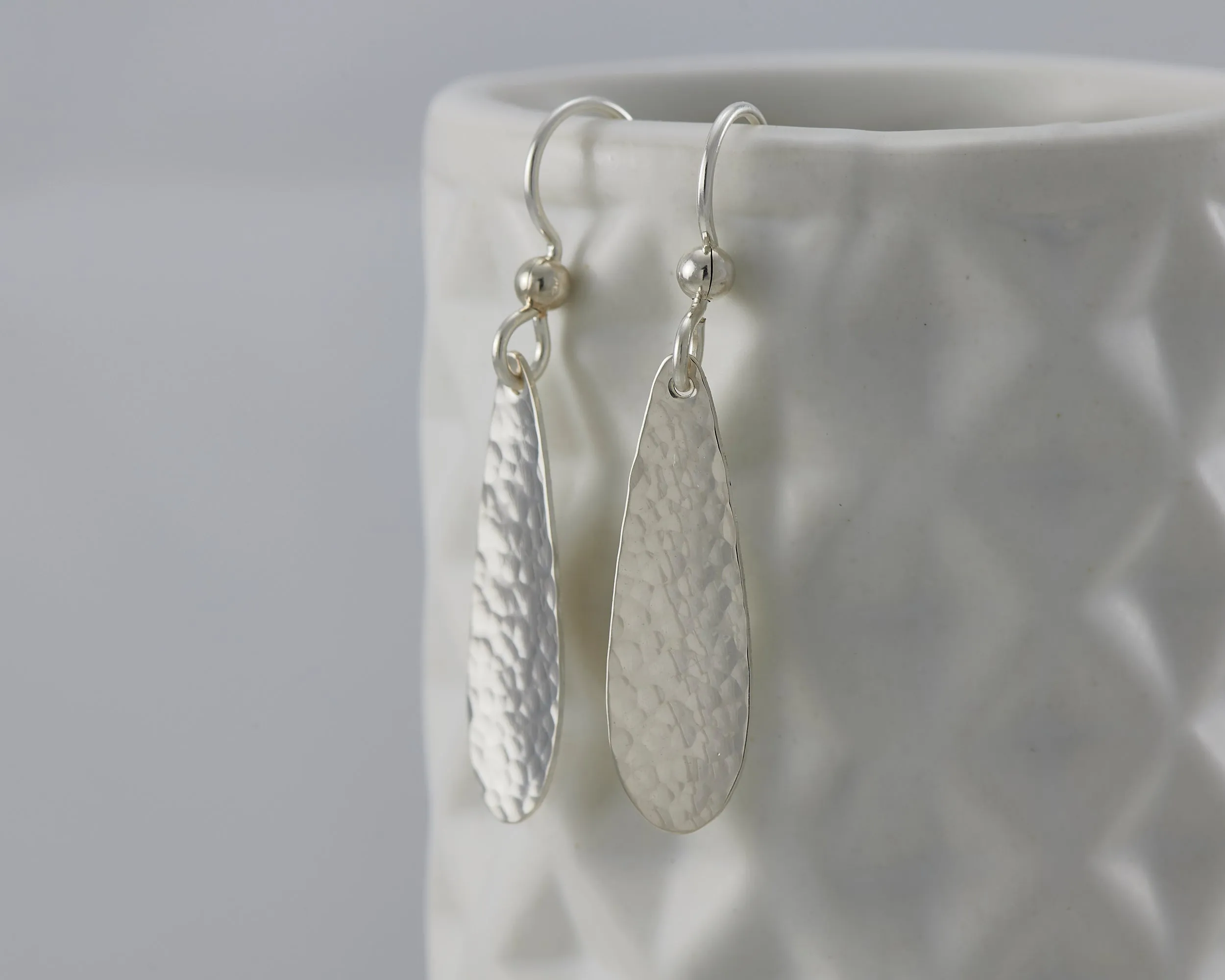 Small Hammered Teardrop Earrings
