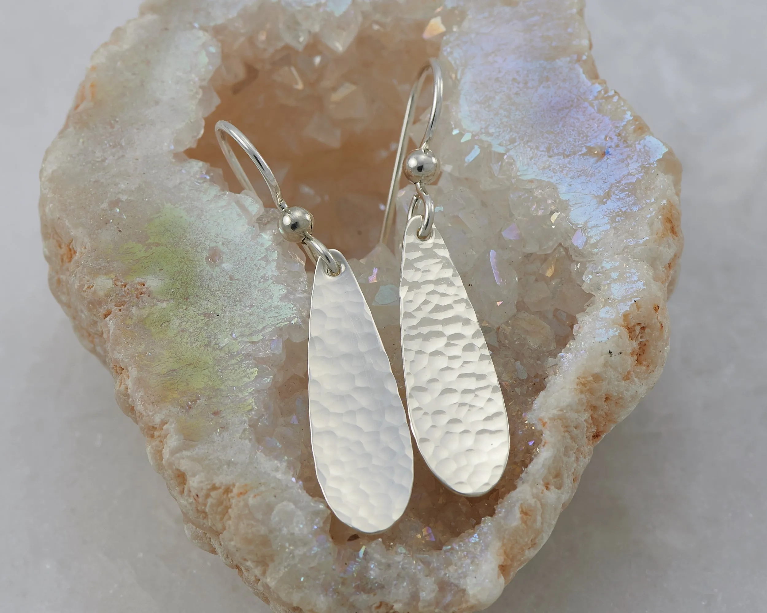 Small Hammered Teardrop Earrings