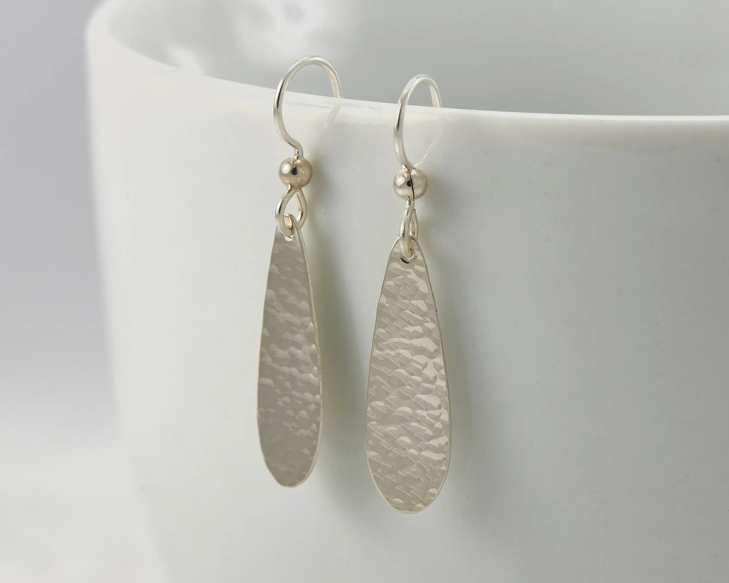 Small Hammered Teardrop Earrings