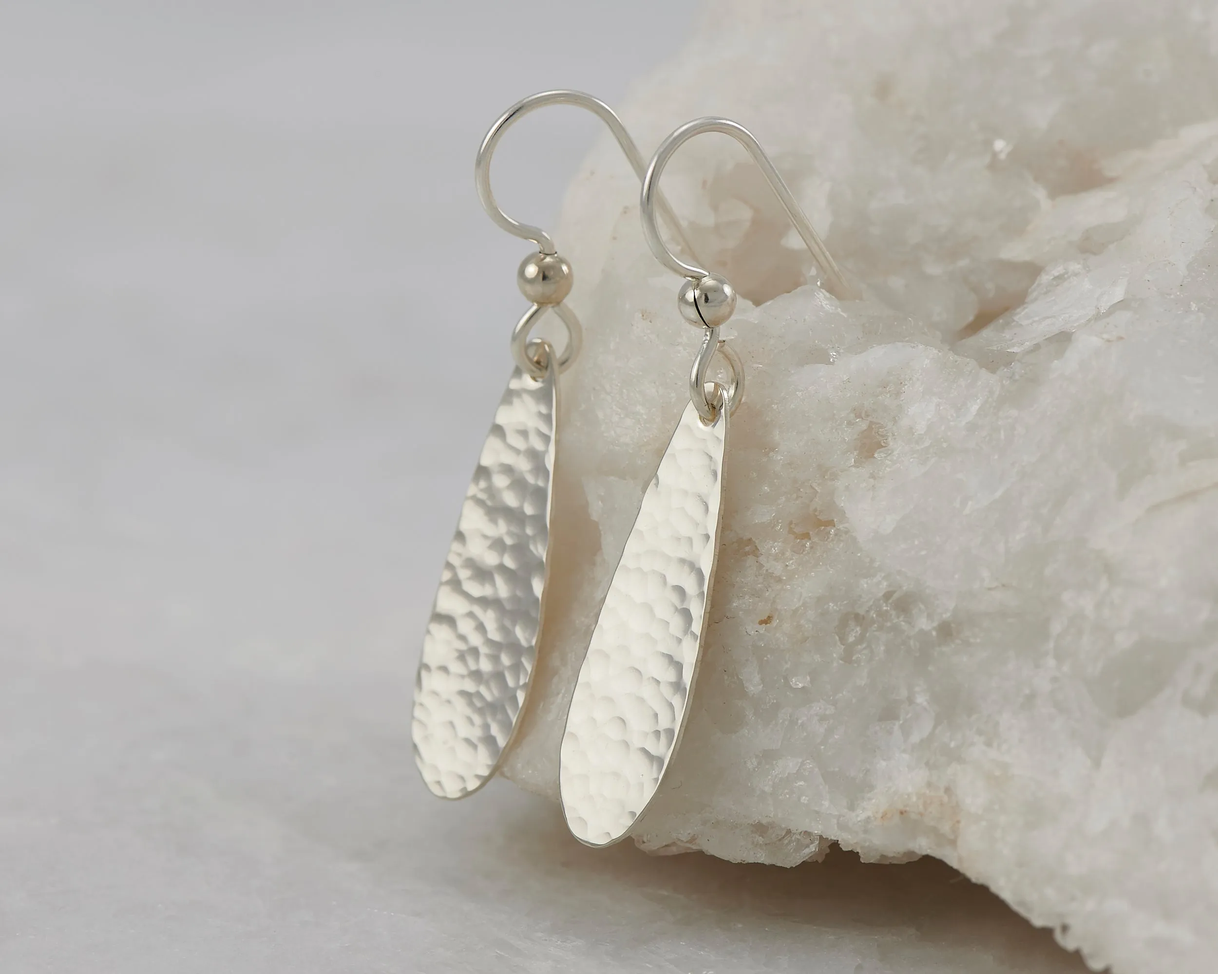 Small Hammered Teardrop Earrings