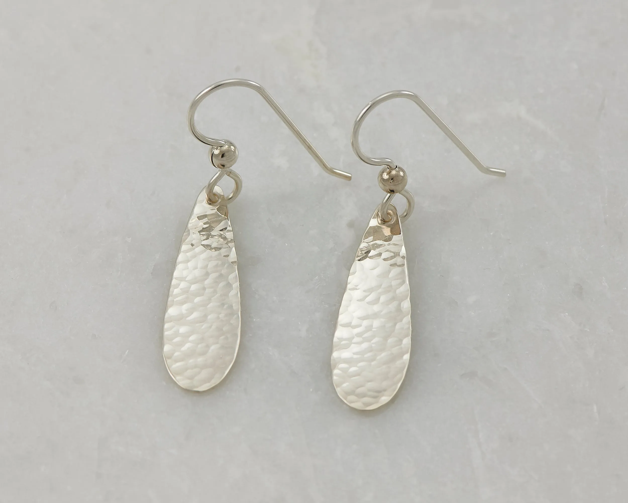 Small Hammered Teardrop Earrings