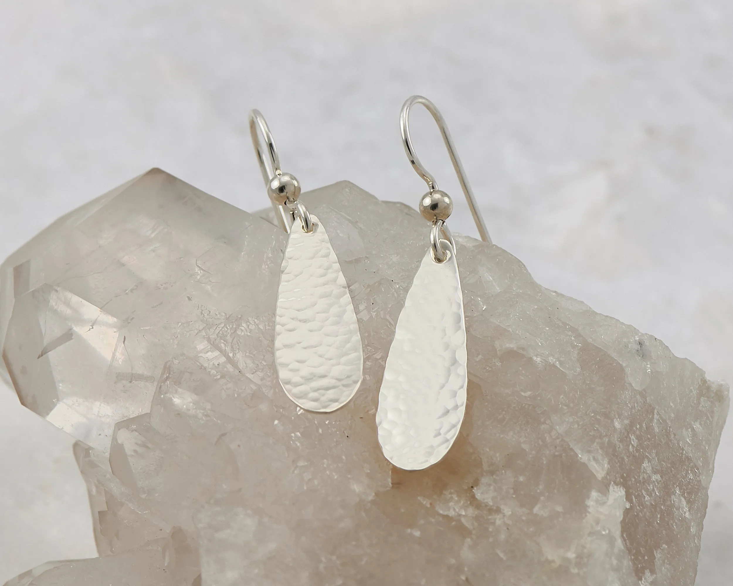 Small Hammered Teardrop Earrings