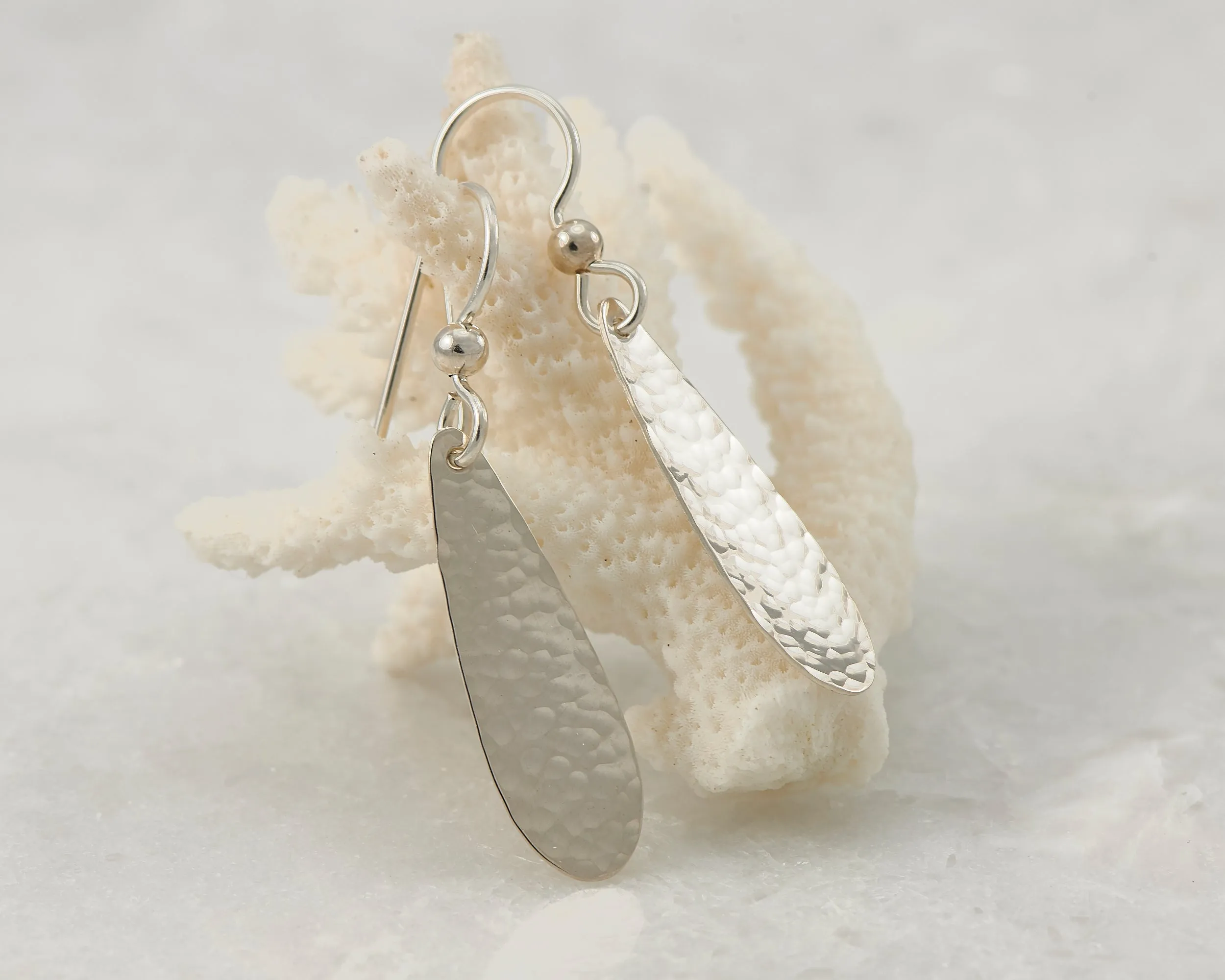 Small Hammered Teardrop Earrings
