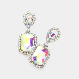 Small Square AB Dangle Pageant Earrings | Interview Earrings | 609782