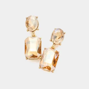 Small Square Light Topaz Stone Dangle Pageant Earrings  | Interview Earrings |  610778