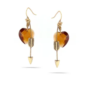 SMOKEY STONE GOLD ARROW  EARRINGS #155BR3101 (4B5)