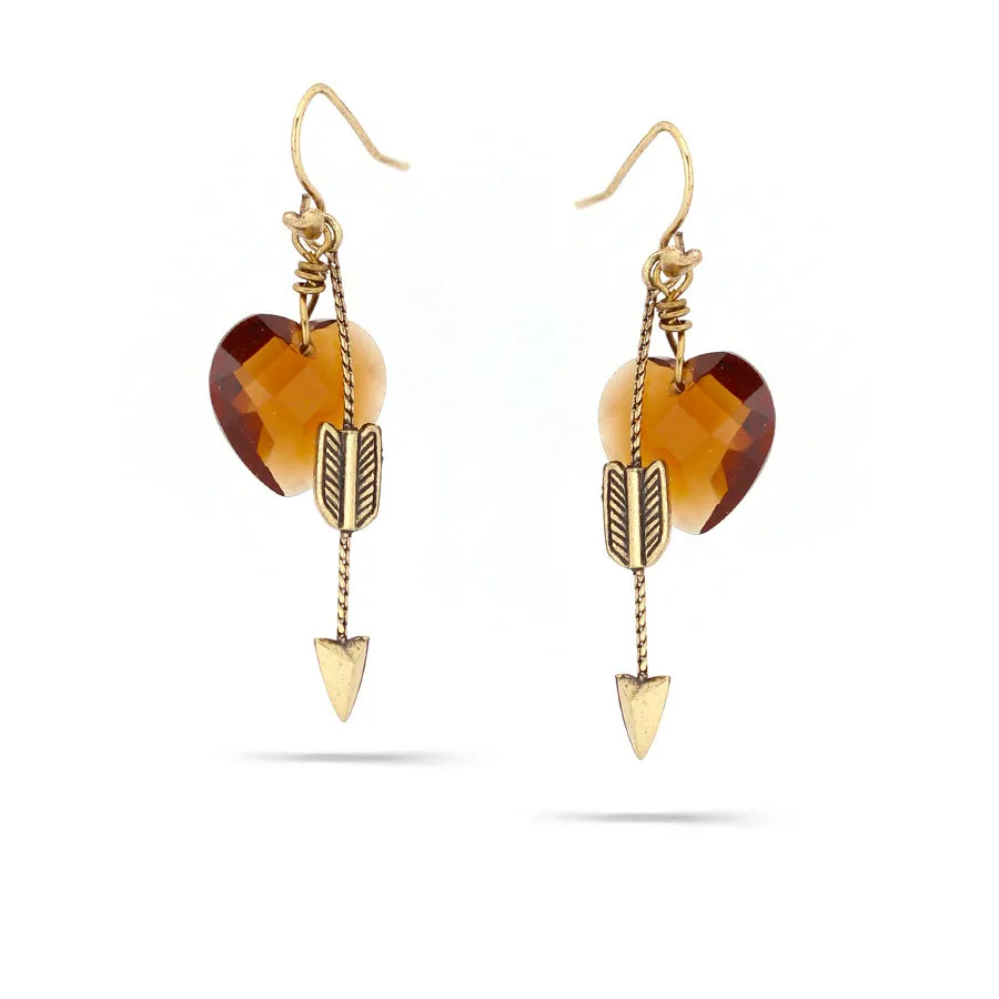 SMOKEY STONE GOLD ARROW  EARRINGS #155BR3101 (4B5)