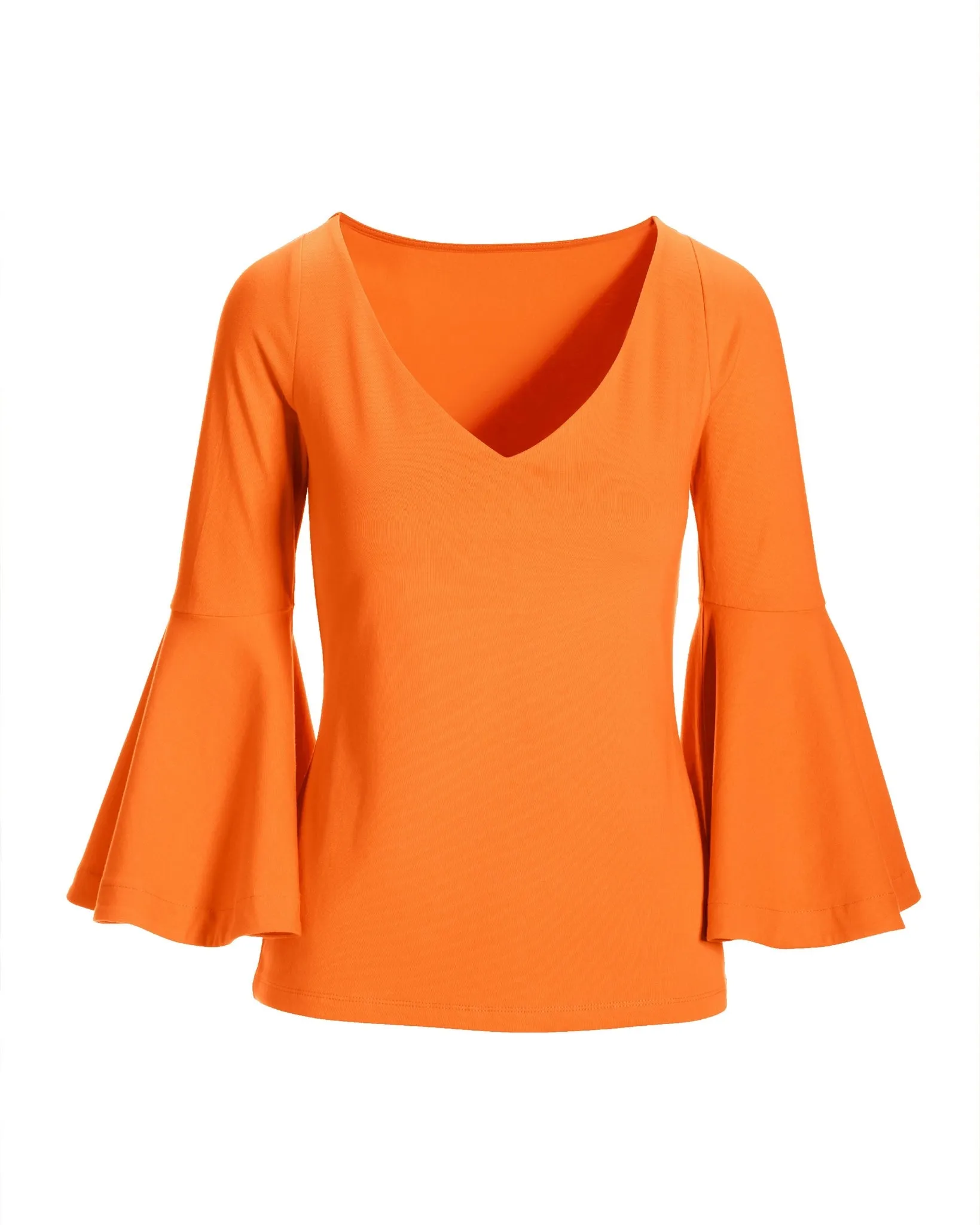 So Sexy Flare Sleeve V Neck Top Nectarine