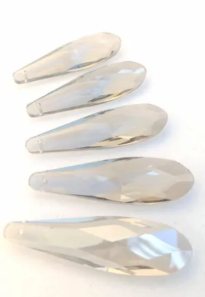 Soft Grey Long Teardrop Chandelier Crystals Pendants, Pack of 5
