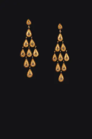 Sparkling Diamond Drops Chandelier Earrings Gold | Sivalya